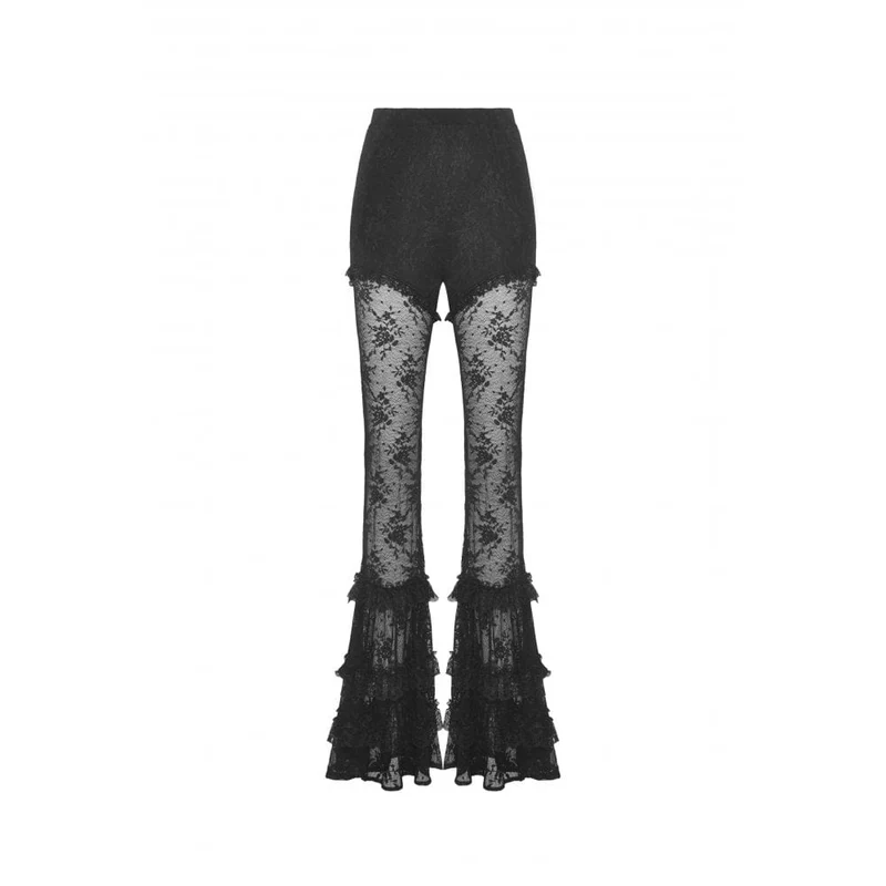 Ausgestellte Gothic-Leggings mit Spitzenspleiß für Damen