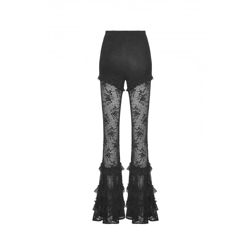 Ausgestellte Gothic-Leggings mit Spitzenspleiß für Damen