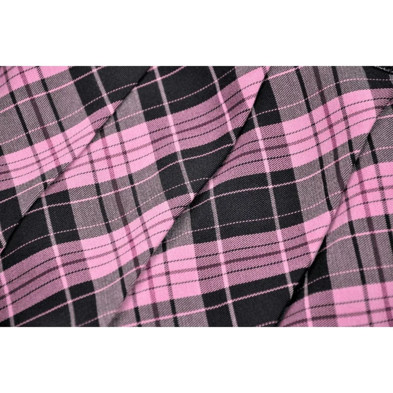 Damen-Faltenrock im Grunge-Stil mit Spleiß- und Karomuster aus Kunstleder