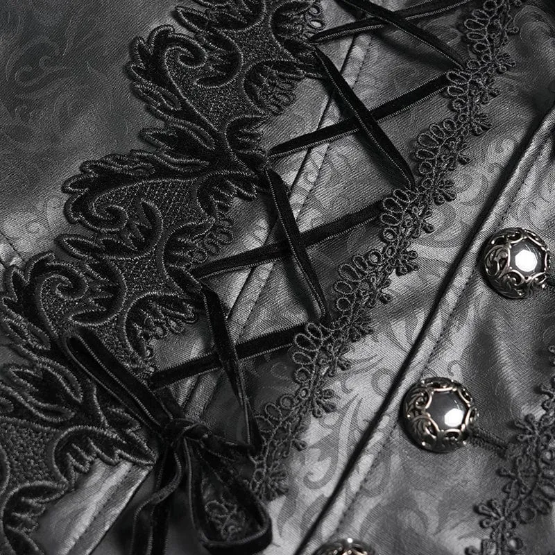 Gothic-Mantel mit Häkelmuster und Glockenärmeln für Herren mit Blumenmuster