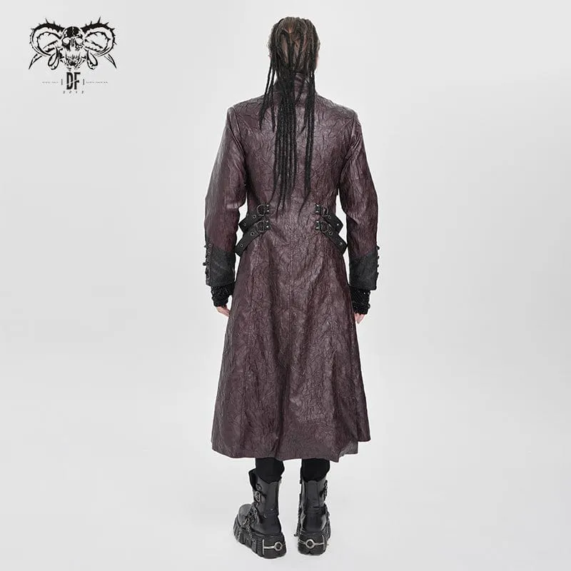 Herren Punk Eyelet Strappy Zip Coat Rot