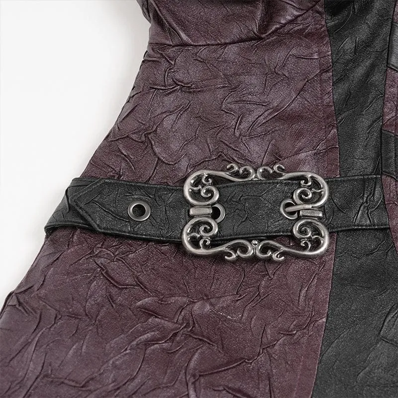 Herren Punk Eyelet Strappy Zip Coat Rot