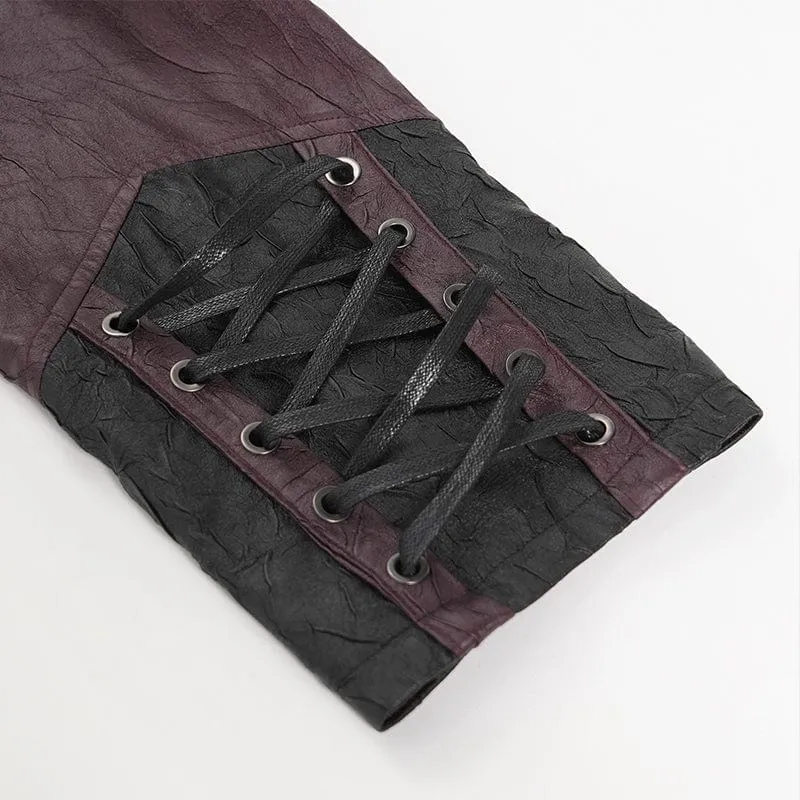 Herren Punk Eyelet Strappy Zip Coat Rot