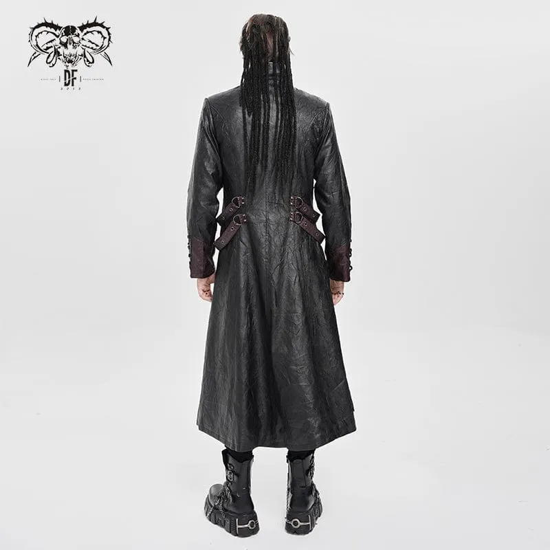 Herren Punk Eyelet Strappy Zip Coat Schwarz-Rot