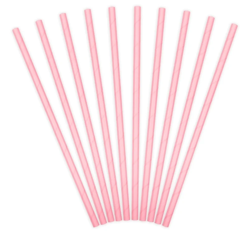 Papier-Strohhalme Einfarbig Rosa 10 Stk.