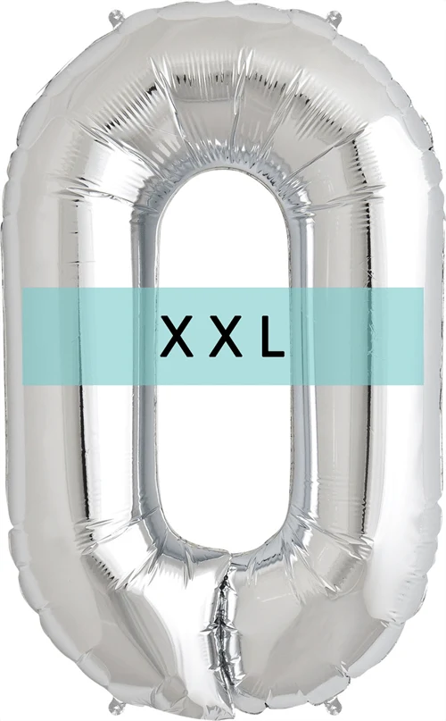 Zahlen Ballon 0 XXL Silber