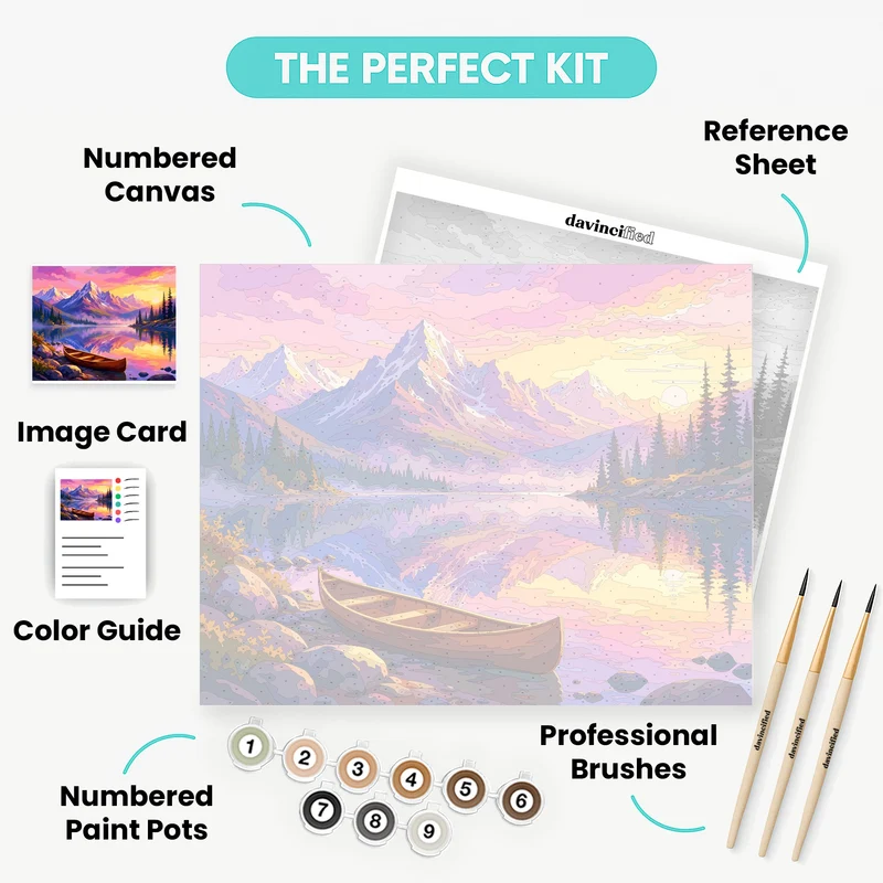 Canoe at Dawn's Lake - Paint by Numbers Kit