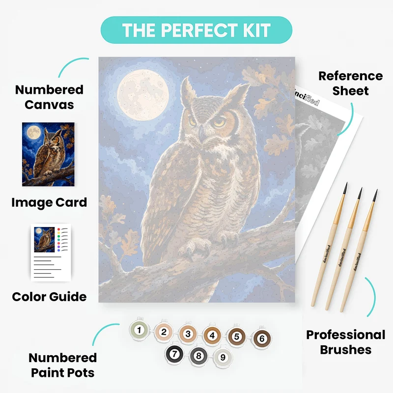 Great Horned Owl Moonlight - Paint by Numbers Kit