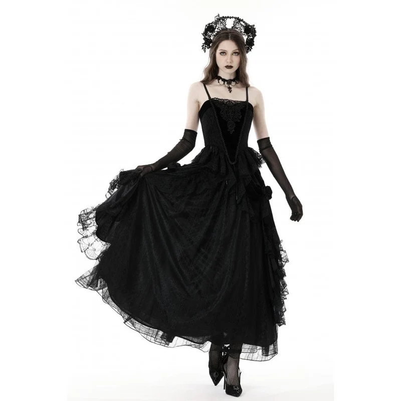 Damen-Bustier aus Samt mit Gothic-Blumenstickerei