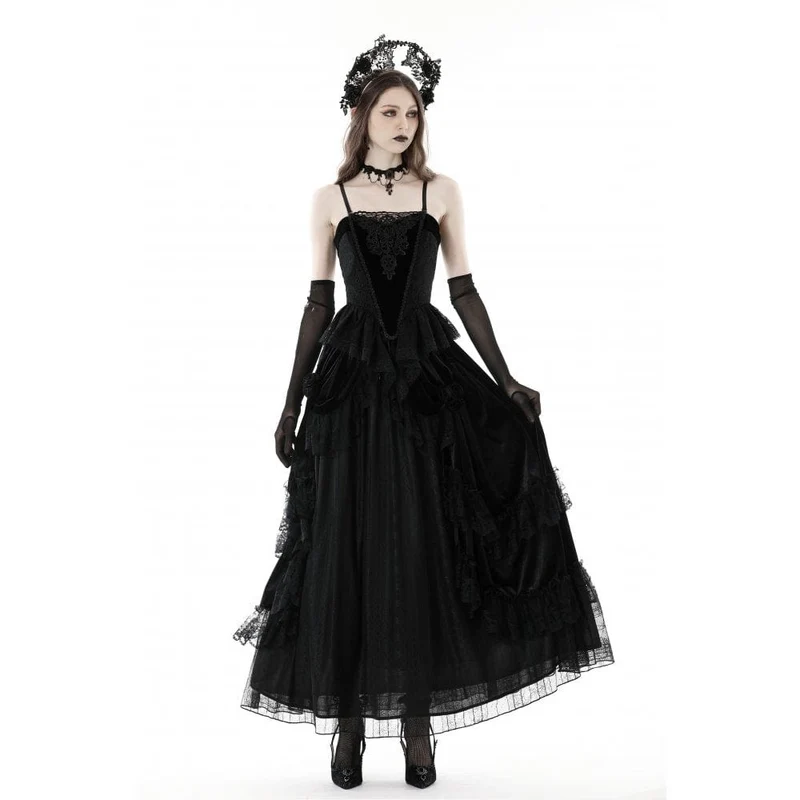 Damen-Bustier aus Samt mit Gothic-Blumenstickerei