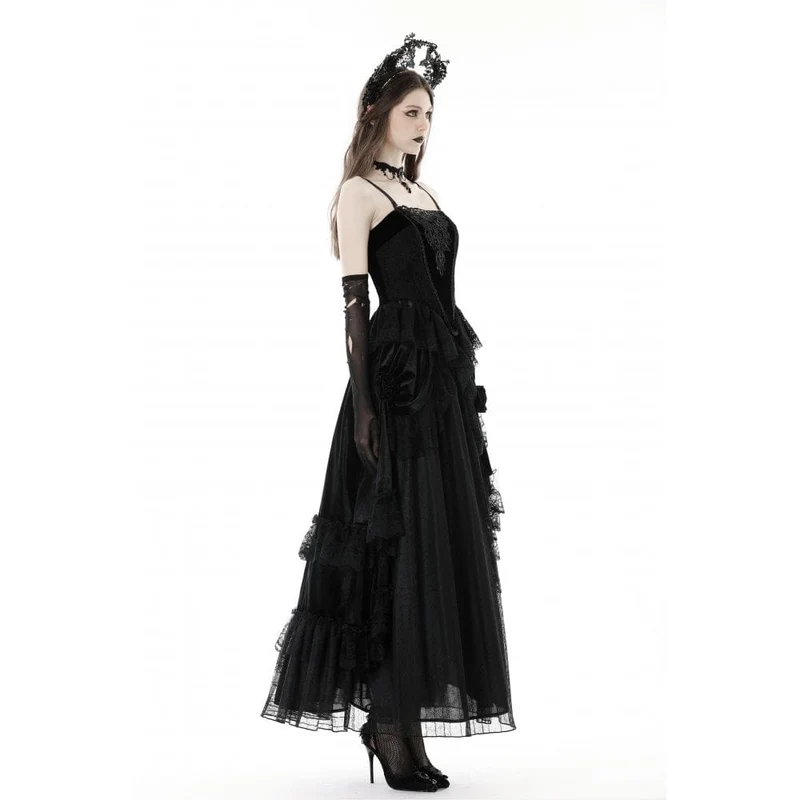 Damen-Bustier aus Samt mit Gothic-Blumenstickerei