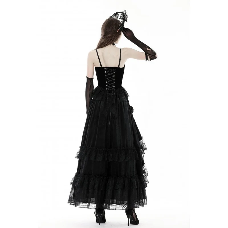 Damen-Bustier aus Samt mit Gothic-Blumenstickerei