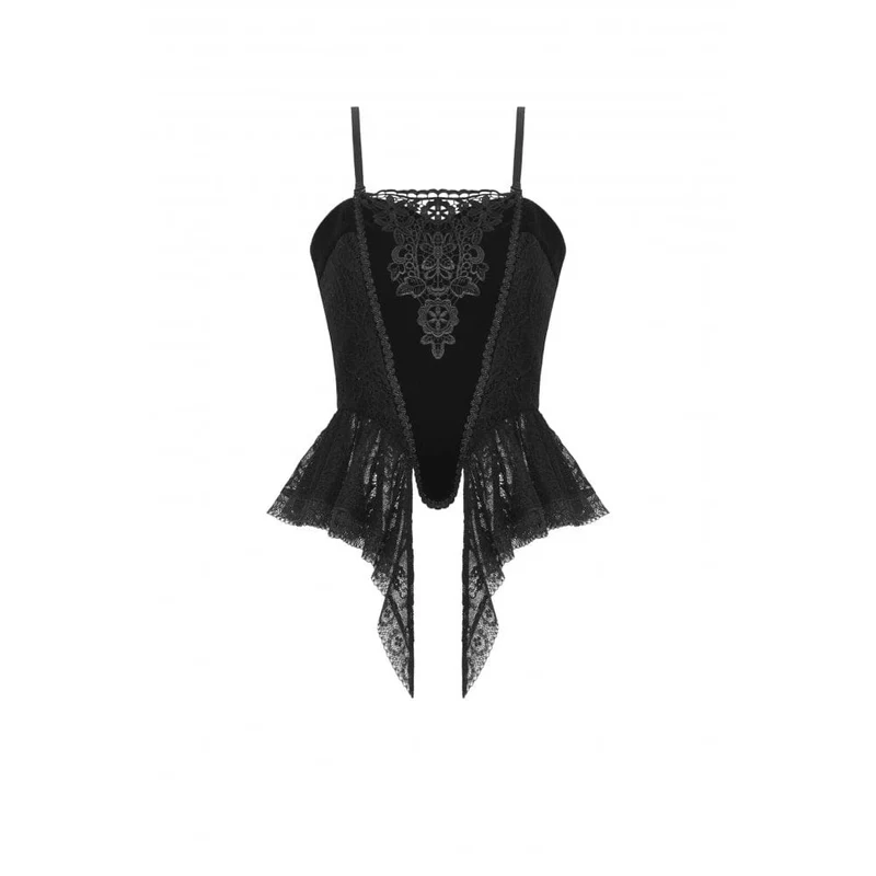 Damen-Bustier aus Samt mit Gothic-Blumenstickerei