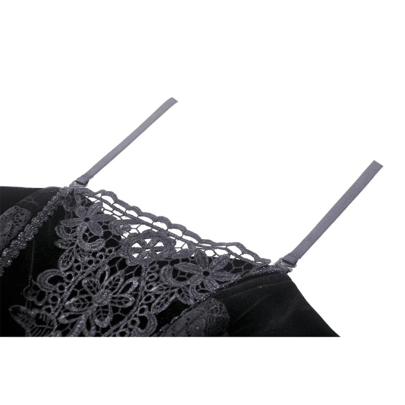 Damen-Bustier aus Samt mit Gothic-Blumenstickerei