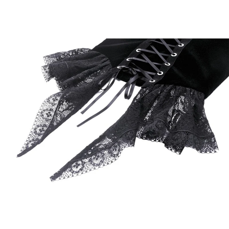 Damen-Bustier aus Samt mit Gothic-Blumenstickerei