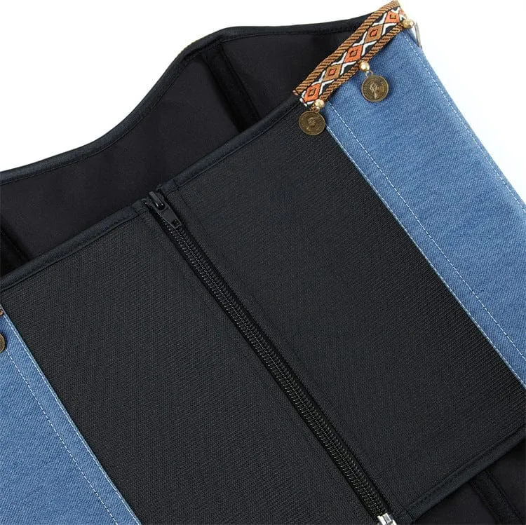 Gothic-Überbrustkorsett mit Kupferstück und Quasten für Damen