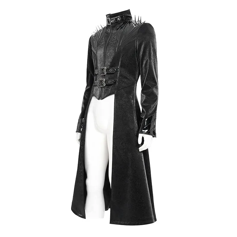 Herrenmantel mit Punk-Blumenmuster und Schnallenriemen