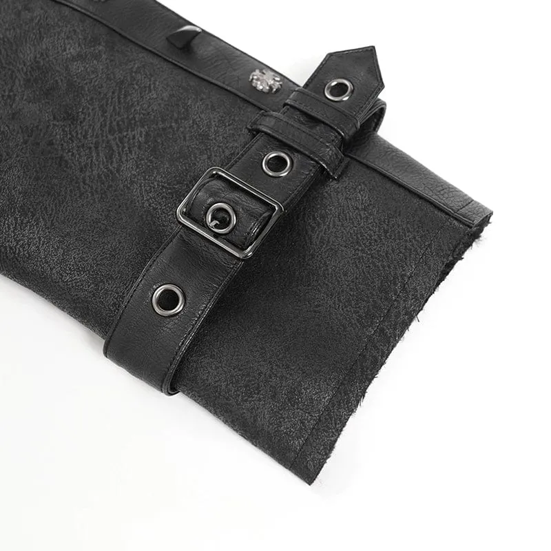 Herren Punk-Mantel mit Schnalle und Stehkragen und Nieten