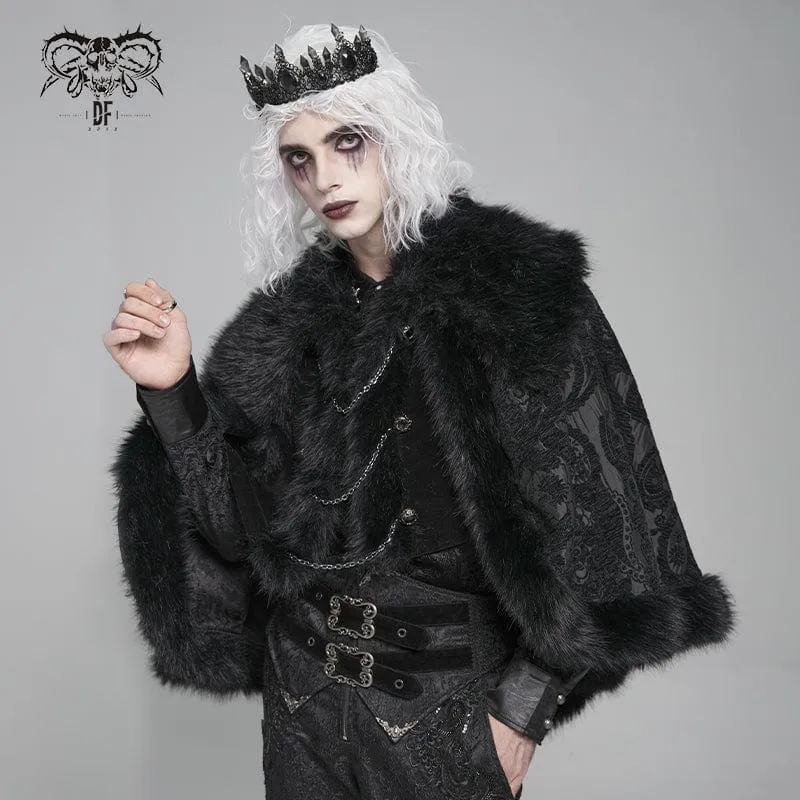 Gothic-Umhang aus Kunstpelz mit Blumenmuster für Herren
