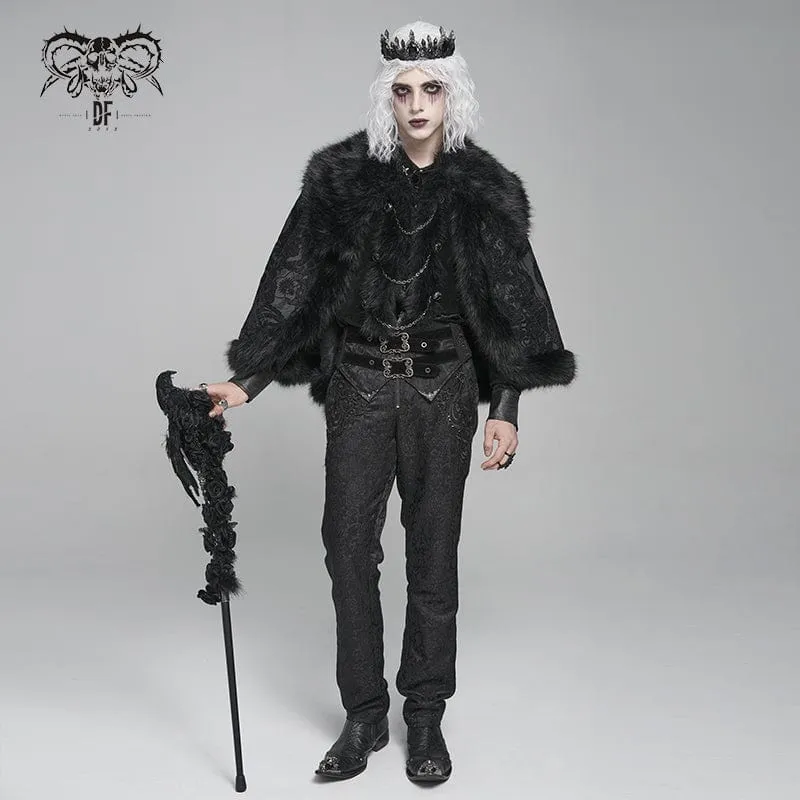 Gothic-Umhang aus Kunstpelz mit Blumenmuster für Herren