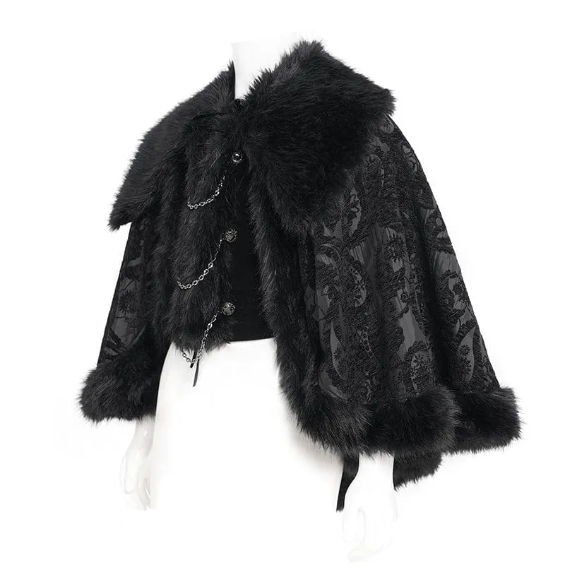 Gothic-Umhang aus Kunstpelz mit Blumenmuster für Herren