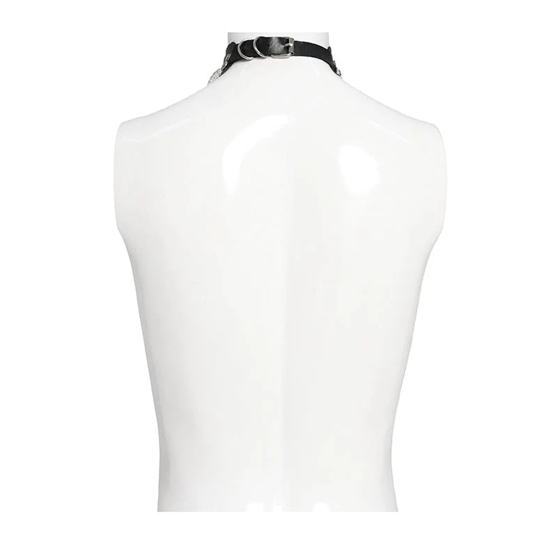 Herren Punk Schnalle Riemen Ring & Kette Krawatte Choker