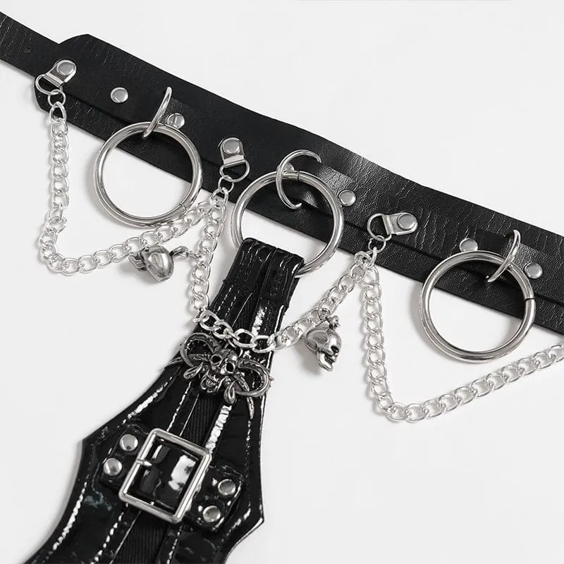 Herren Punk Schnalle Riemen Ring & Kette Krawatte Choker