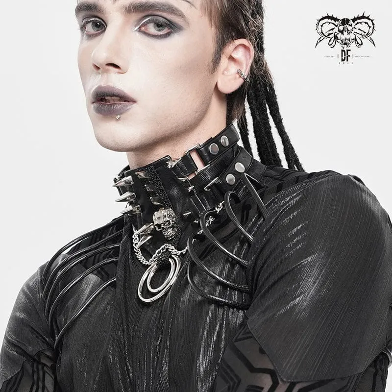 Herren Punk Nieten Totenkopf Layered Choker