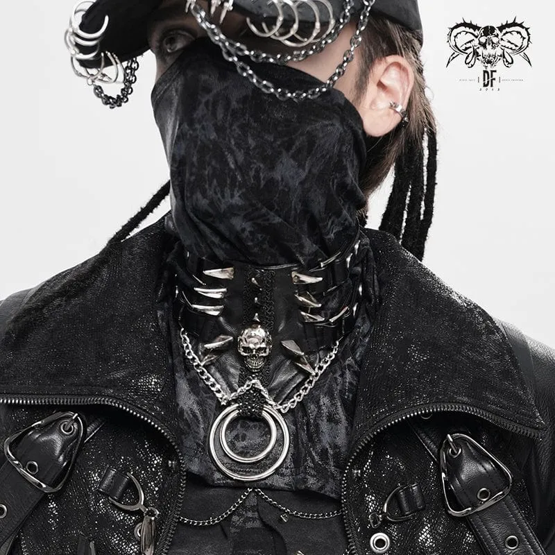 Herren Punk Nieten Totenkopf Layered Choker