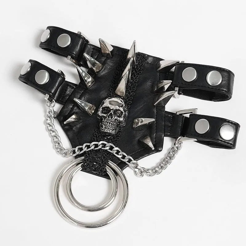 Herren Punk Nieten Totenkopf Layered Choker