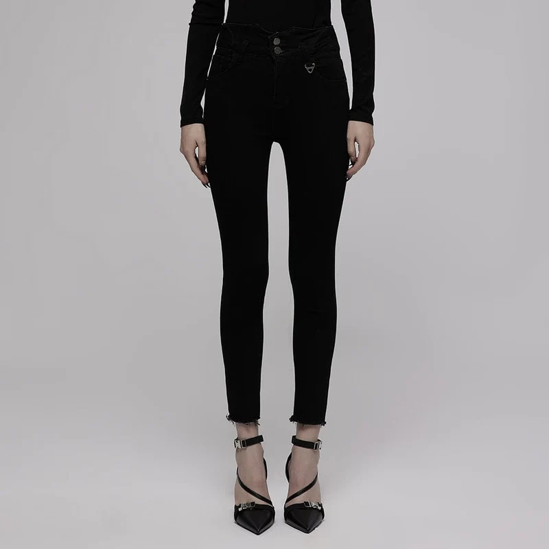 Damen-Punk-Träger-Röhrenjeans