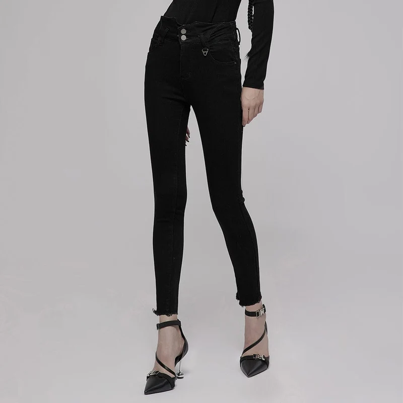 Damen-Punk-Träger-Röhrenjeans