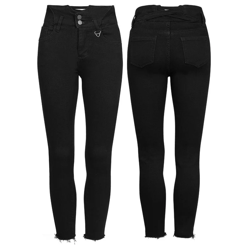 Damen-Punk-Träger-Röhrenjeans