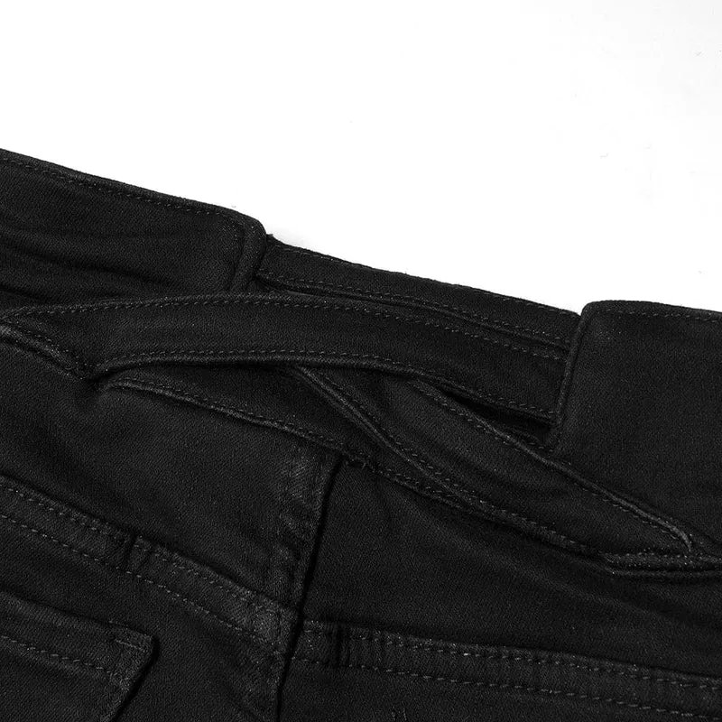 Damen-Punk-Träger-Röhrenjeans