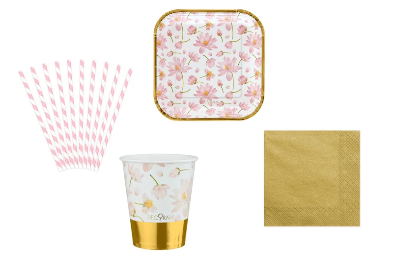 Partygeschirr Gesamt-Set Rosa Gold Pretty Cute 42-tlg.