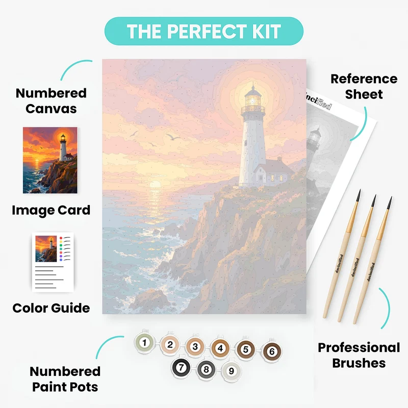 Cliffside Lighthouse Beacon - Paint by Numbers Kit
