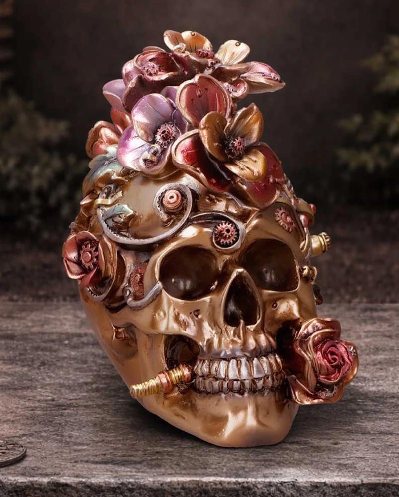 Clockwork Bloom Steampunk Totenschädel 16cm