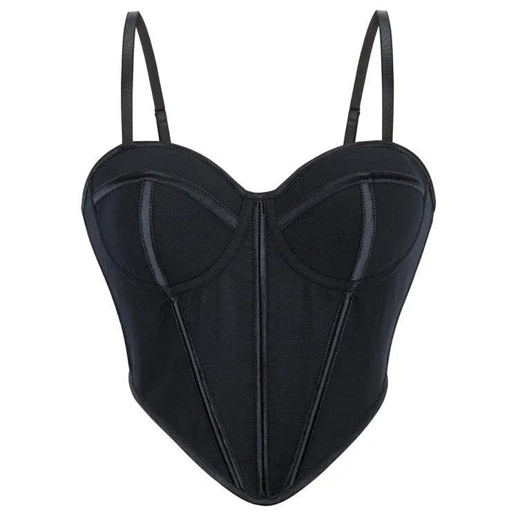 Punk-Bustier mit Schnürung in Volltonfarbe für Damen
