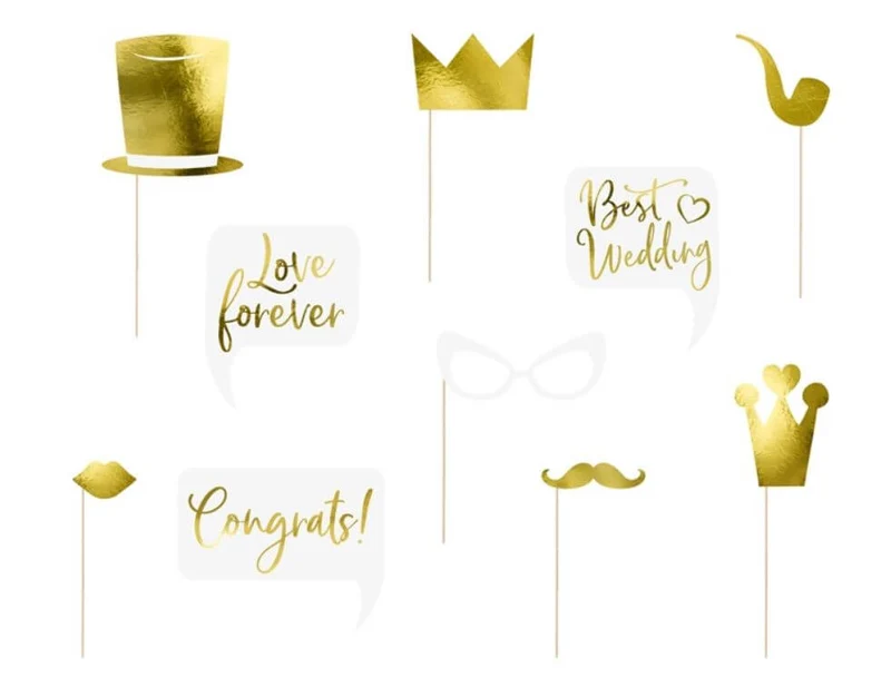 Gold Photo Booth Props Hochzeit (10 tlg.)