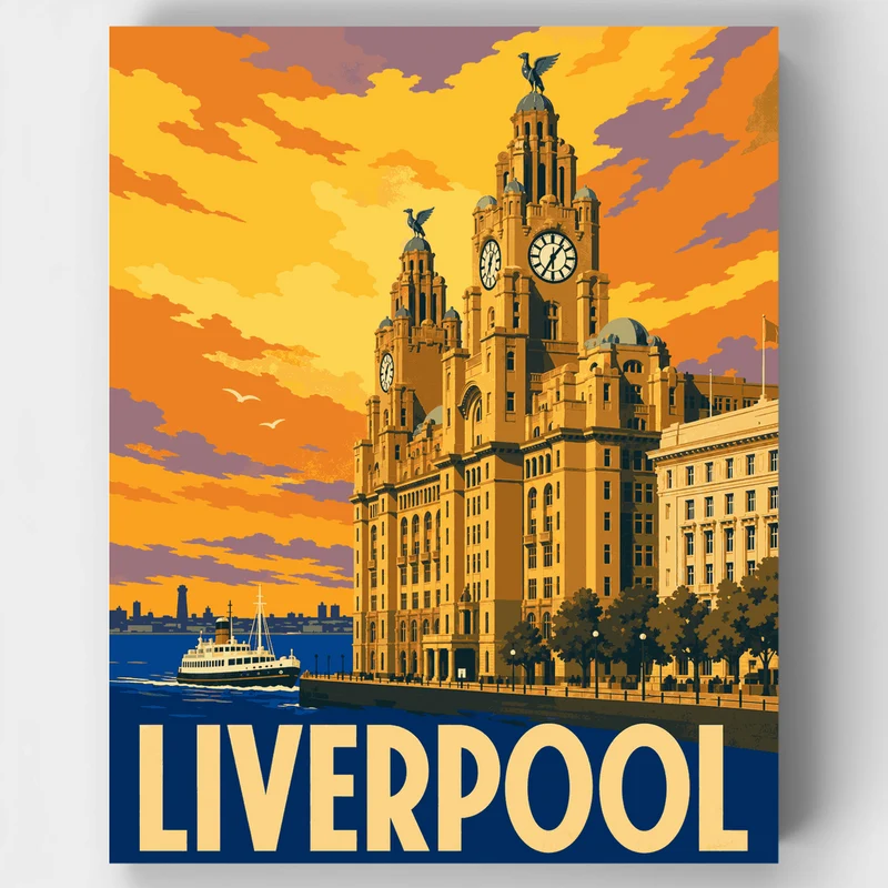 Royal Liver Building Sunset - Paint by Numbers Kit