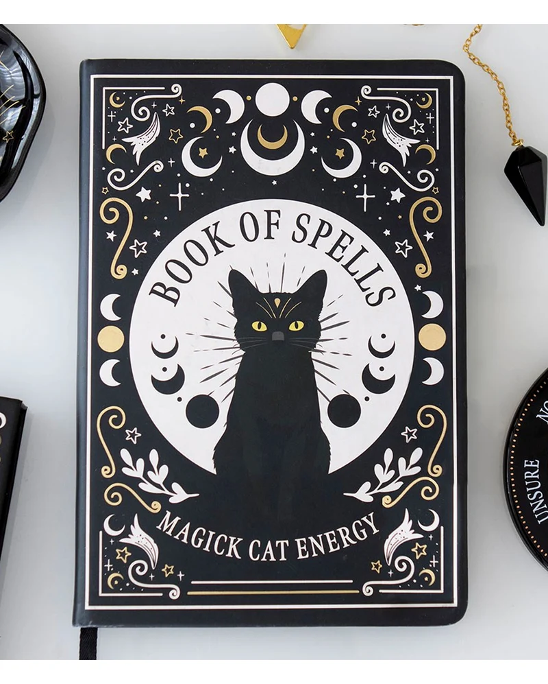 Schwarze Gothic Katze A5 Notiz & Tagebuch mit Stift