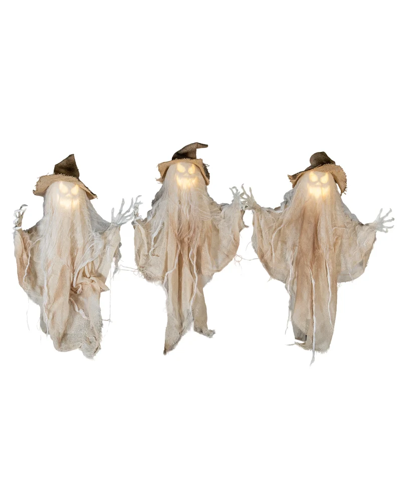 Spooky Geister Trio mit Licht & Bodenstecker 60cm