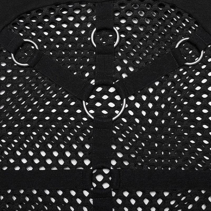 Transparente Punk-Mesh-Splice-Kapuzenpullover für Damen