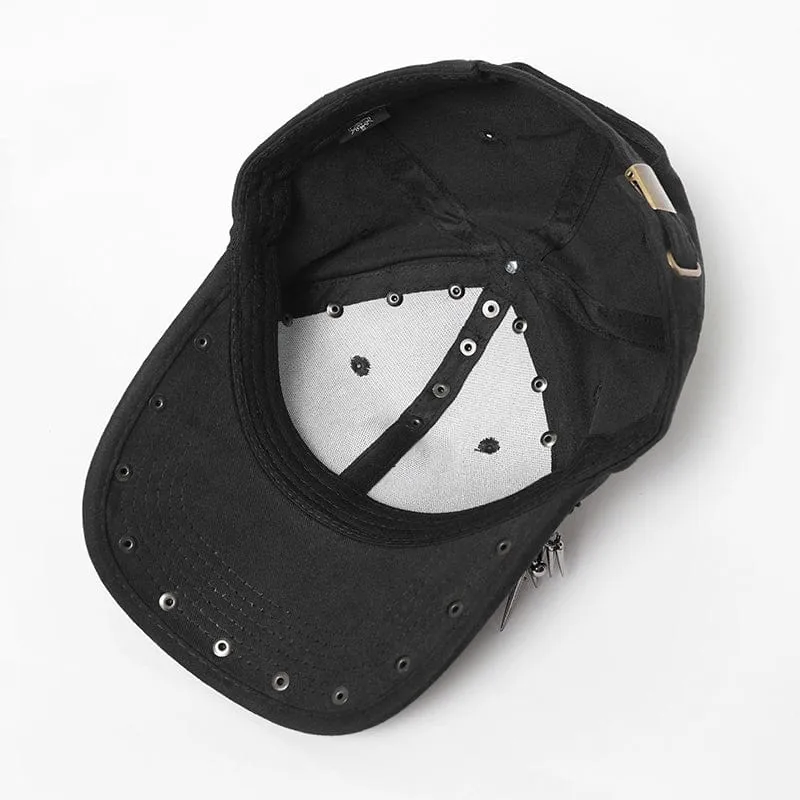 Herren Punk Ziegenschädel Nietenkette Hut