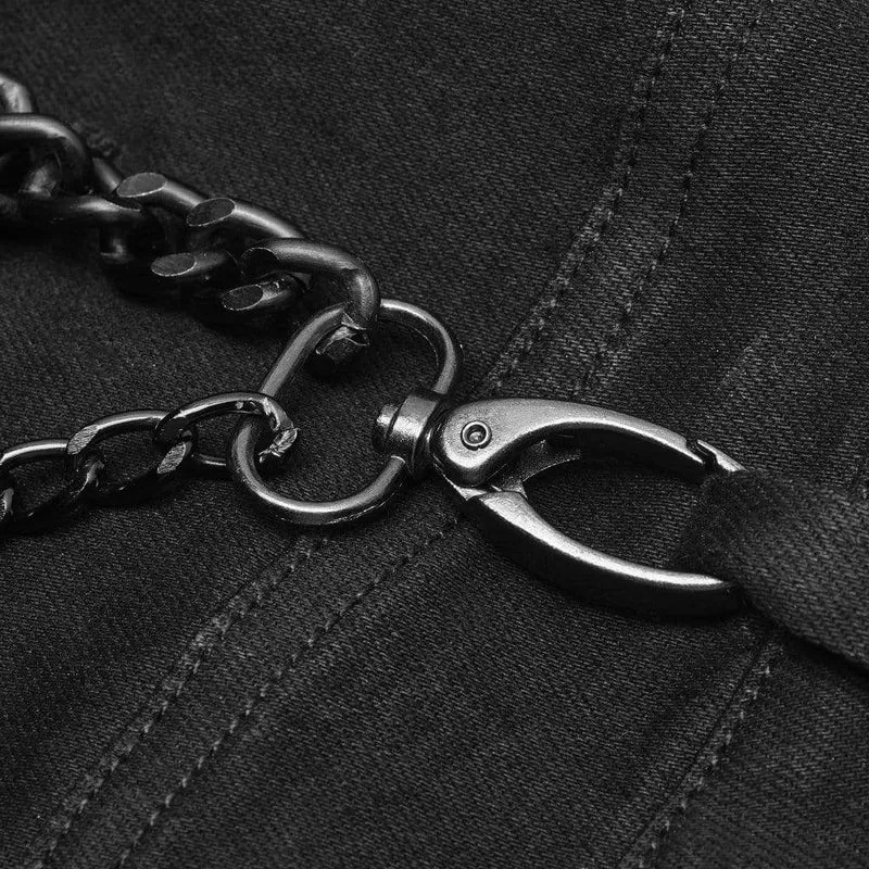 Herren Goth Ripped Straps Röhrenjeans mit Taillenkette