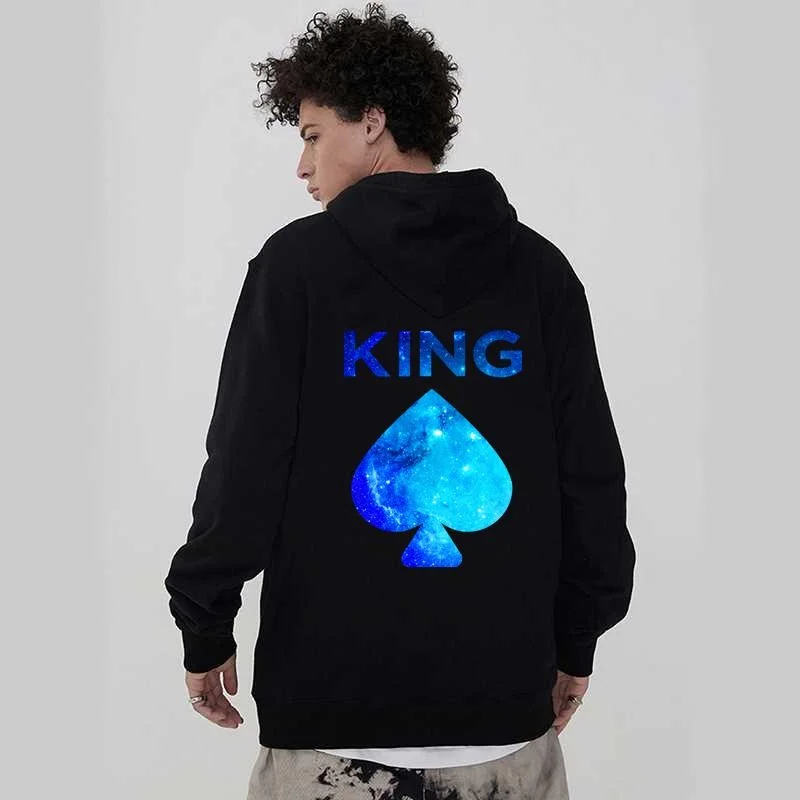 King And Queen Hoodies Blue