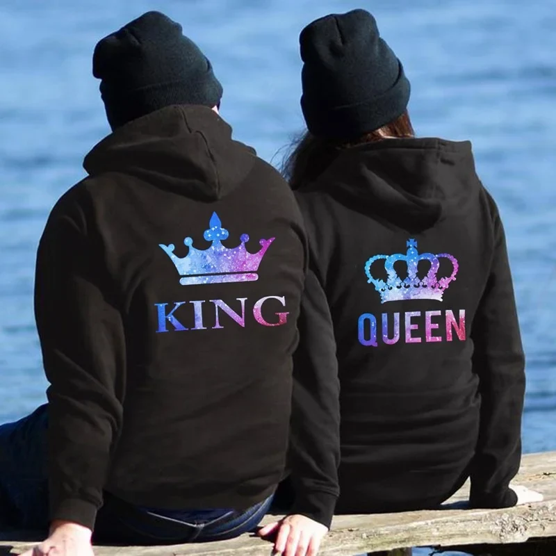 Pärchen Pullover King Queen Schriftzug Bunt