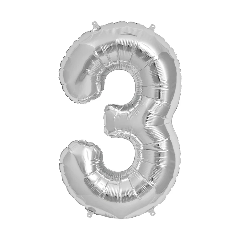 Zahlen Ballon 3 Silber