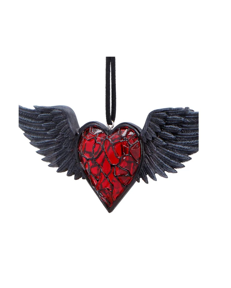 Rotes Herz mit Schwarzen Flügeln Hänge Ornament 6cm