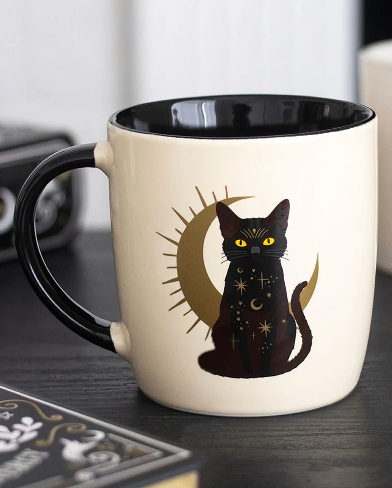 Keramik-Tasse mit sitzender Gothic Katze